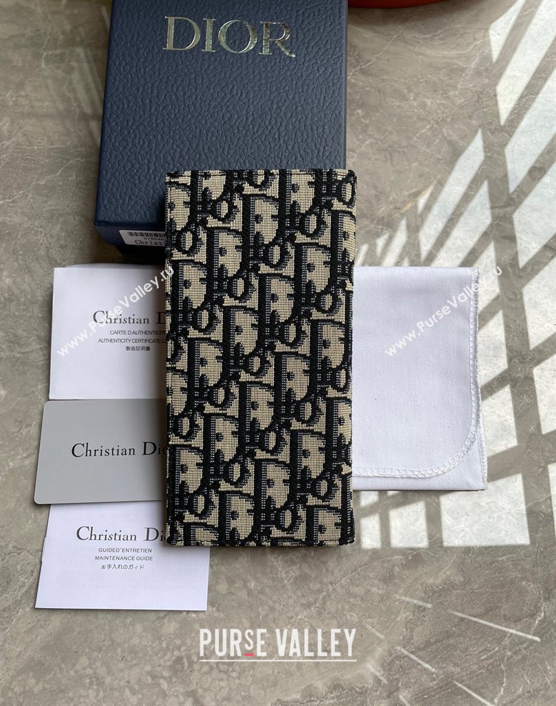 Dior Vertical Long Wallet in Beige and Black Dior Oblique Jacquard (ziyin-23101301)