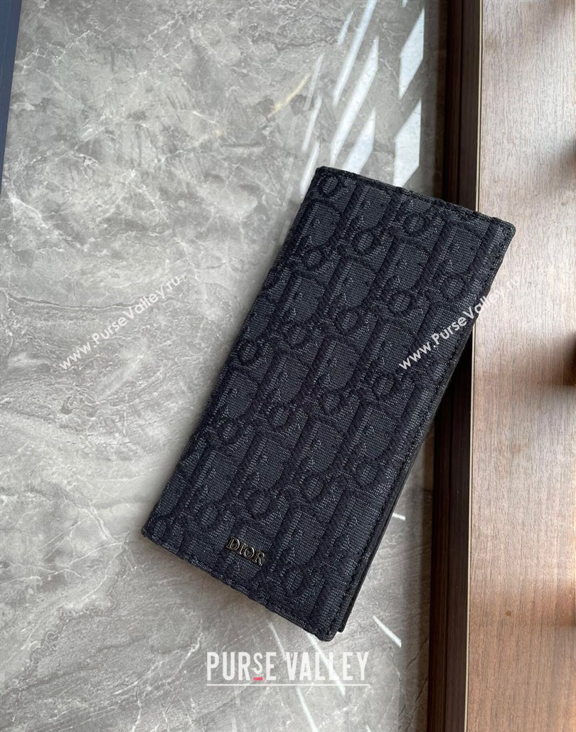 Dior Vertical Long Wallet in Black Dior Oblique Jacquard (ziyin-23101302)