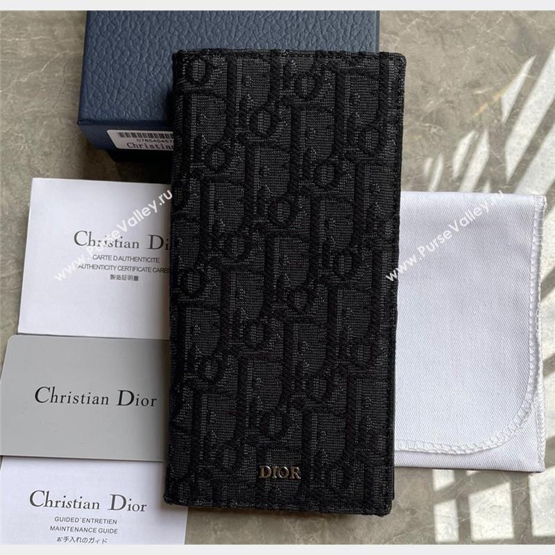 Dior Vertical Long Wallet in Black Dior Oblique Jacquard (ziyin-23101302)