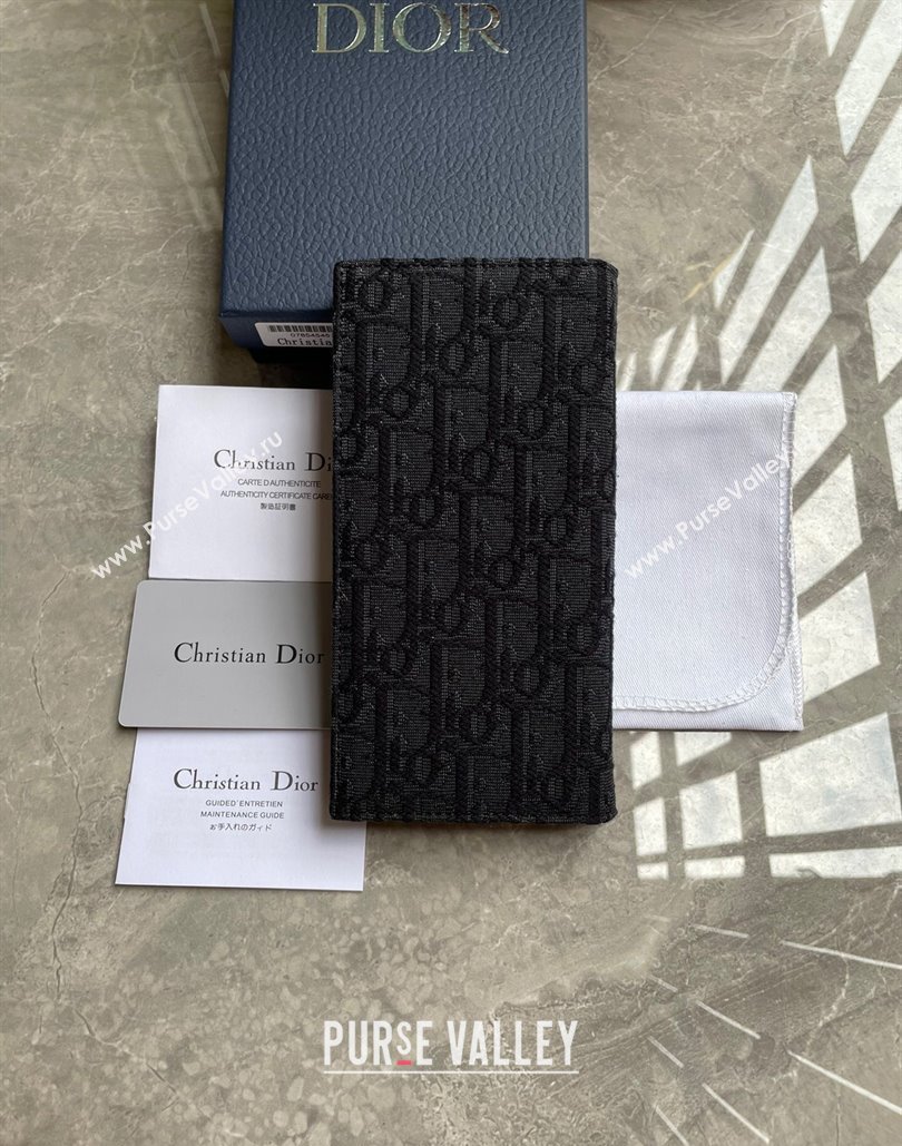 Dior Vertical Long Wallet in Black Dior Oblique Jacquard (ziyin-23101302)