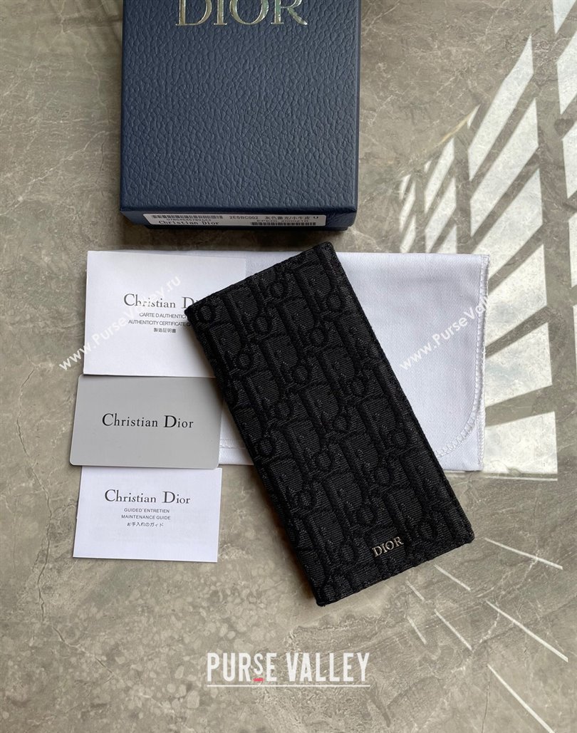 Dior Vertical Long Wallet in Black Dior Oblique Jacquard (ziyin-23101302)