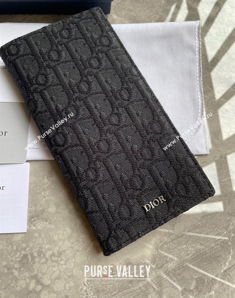 Dior Vertical Long Wallet in Black Dior Oblique Jacquard (ziyin-23101302)