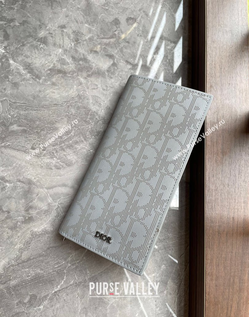 Dior Vertical Long Wallet in Gray Dior Oblique Galaxy Calfskin (ziyin-23101303)