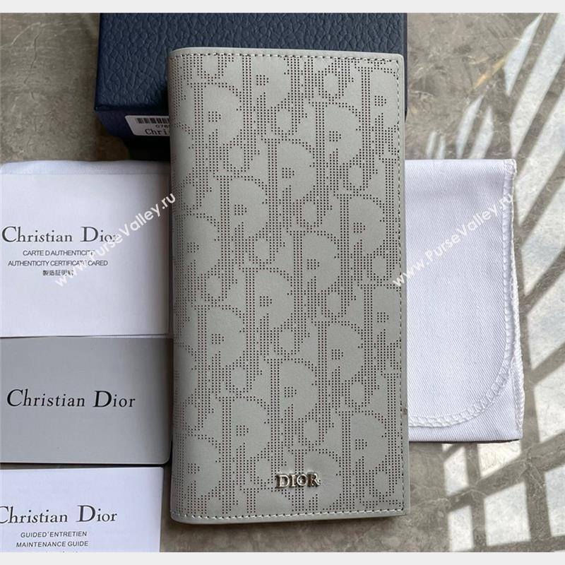 Dior Vertical Long Wallet in Gray Dior Oblique Galaxy Calfskin (ziyin-23101303)