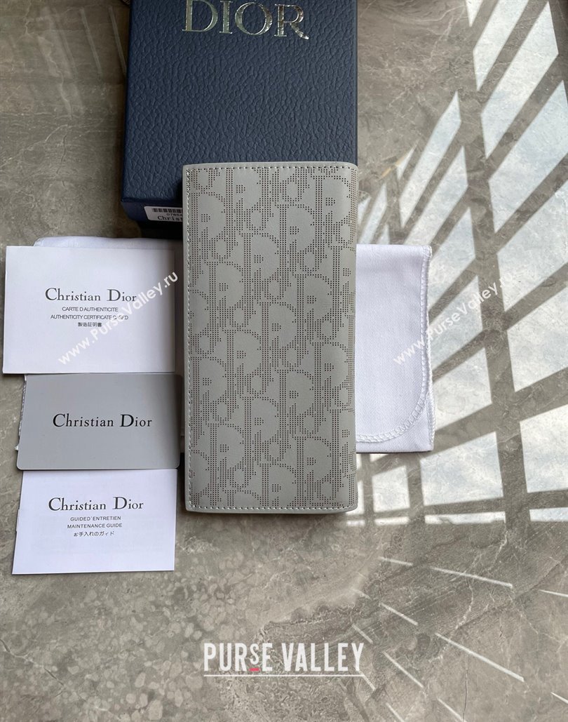 Dior Vertical Long Wallet in Gray Dior Oblique Galaxy Calfskin (ziyin-23101303)