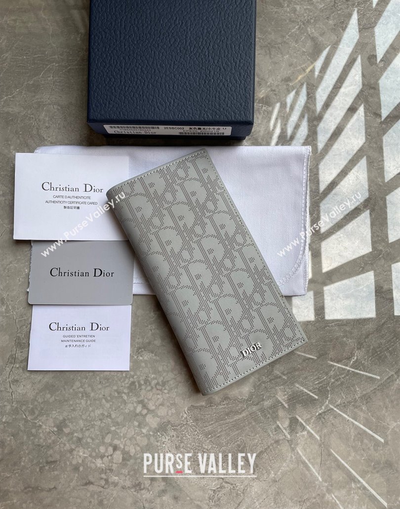 Dior Vertical Long Wallet in Gray Dior Oblique Galaxy Calfskin (ziyin-23101303)