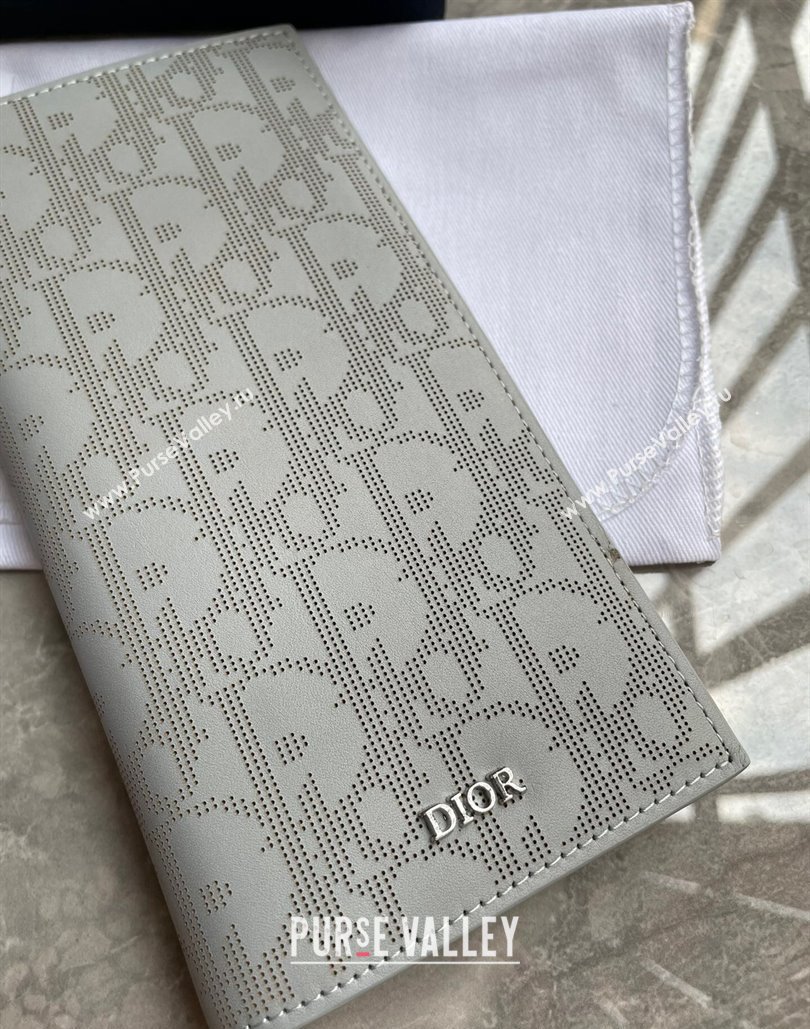 Dior Vertical Long Wallet in Gray Dior Oblique Galaxy Calfskin (ziyin-23101303)