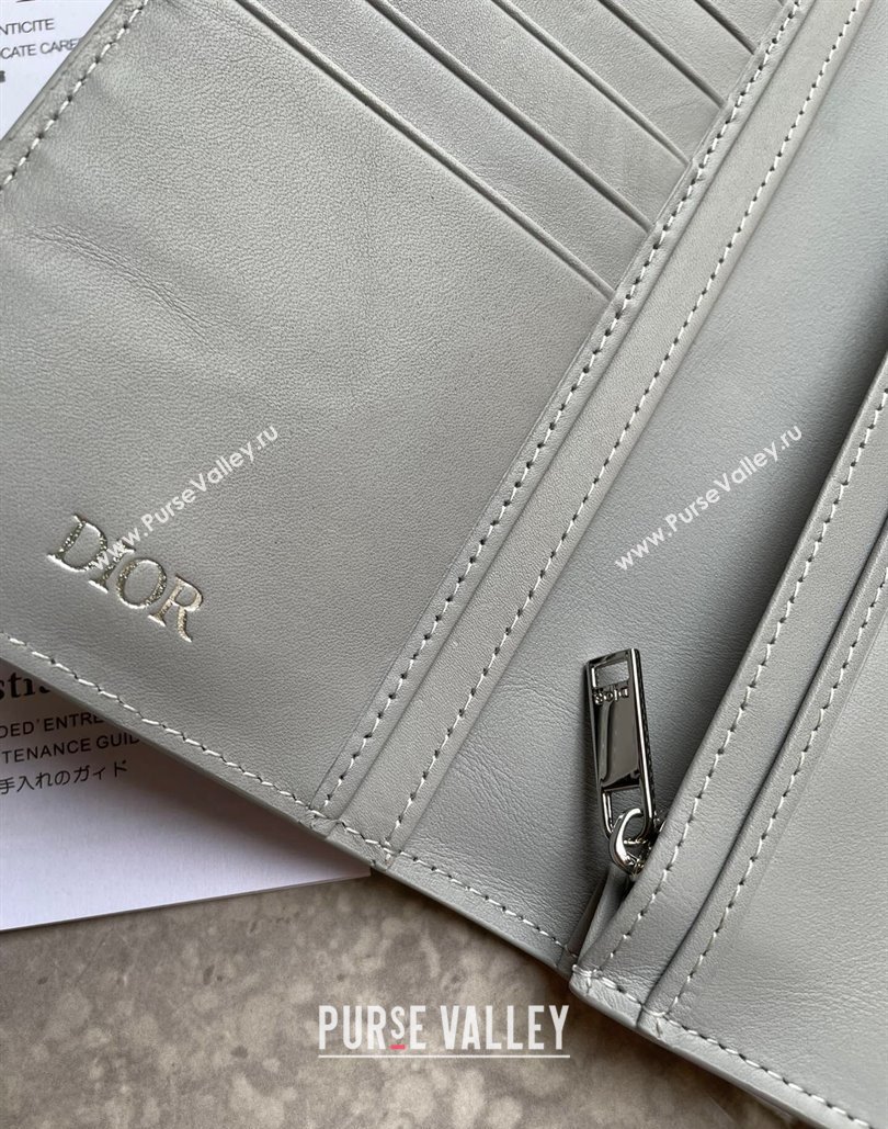 Dior Vertical Long Wallet in Gray Dior Oblique Galaxy Calfskin (ziyin-23101303)