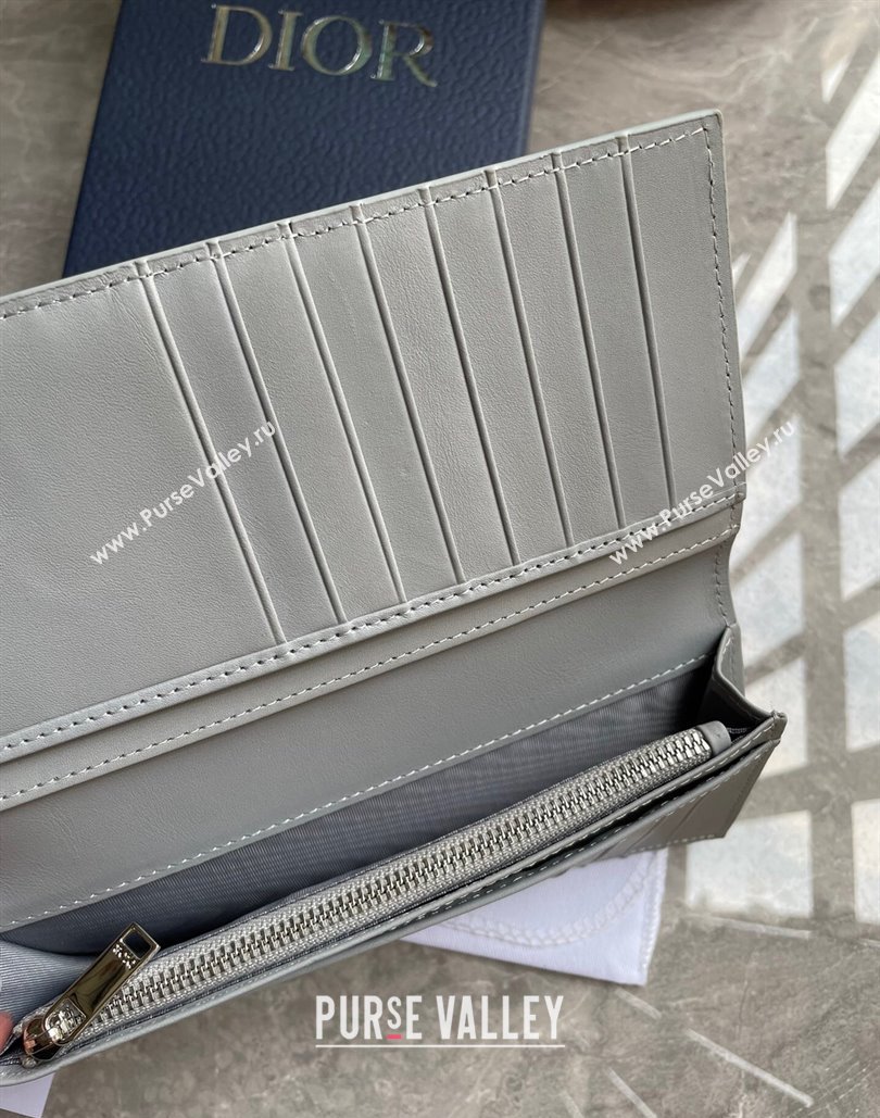 Dior Vertical Long Wallet in Gray Dior Oblique Galaxy Calfskin (ziyin-23101303)