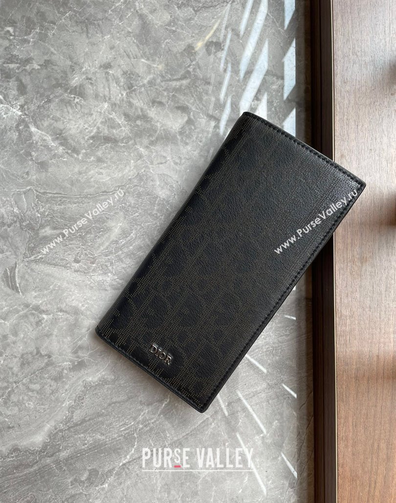 Dior Vertical Long Wallet in Black Dior Oblique Galaxy Calfskin (ziyin-23101304)