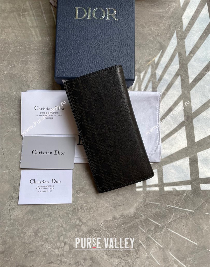 Dior Vertical Long Wallet in Black Dior Oblique Galaxy Calfskin (ziyin-23101304)