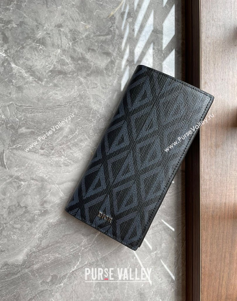 Dior Vertical Long Wallet in Black CD Diamond Canvas (ziyin-23101306)
