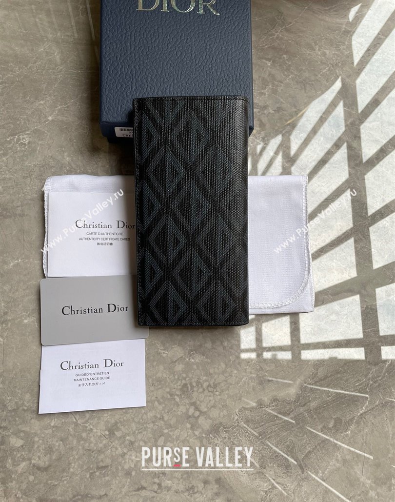 Dior Vertical Long Wallet in Black CD Diamond Canvas (ziyin-23101306)