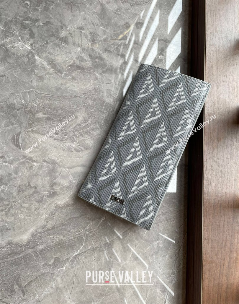 Dior Vertical Long Wallet in Gray CD Diamond Canvas (ziyin-23101307)