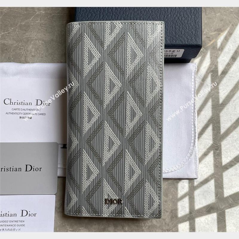 Dior Vertical Long Wallet in Gray CD Diamond Canvas (ziyin-23101307)