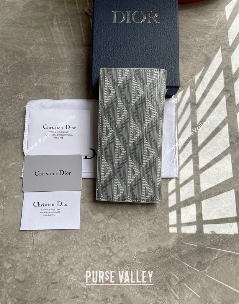Dior Vertical Long Wallet in Gray CD Diamond Canvas (ziyin-23101307)