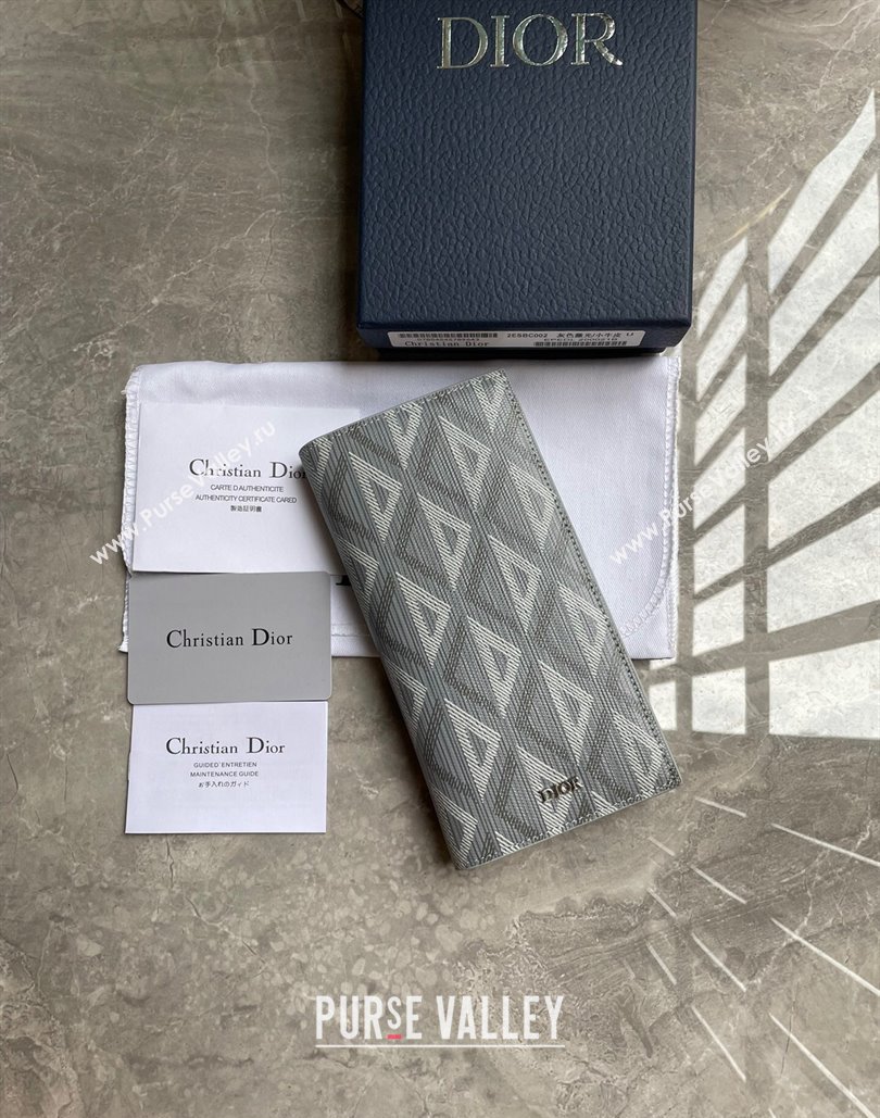 Dior Vertical Long Wallet in Gray CD Diamond Canvas (ziyin-23101307)