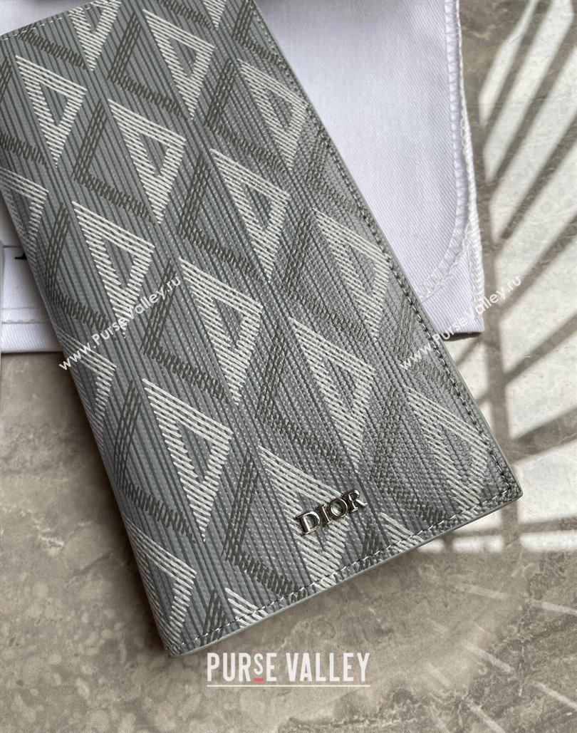 Dior Vertical Long Wallet in Gray CD Diamond Canvas (ziyin-23101307)