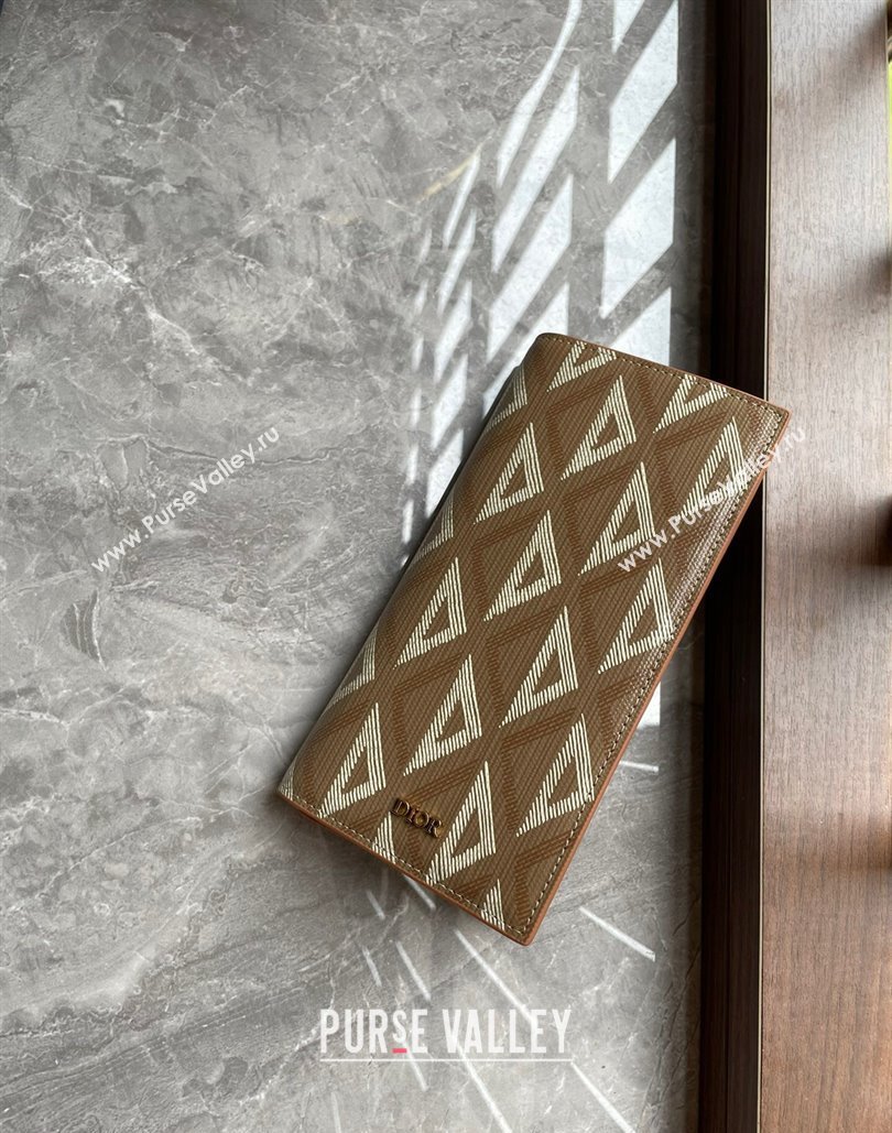 Dior Vertical Long Wallet in Brown CD Diamond Canvas (ziyin-23101308)