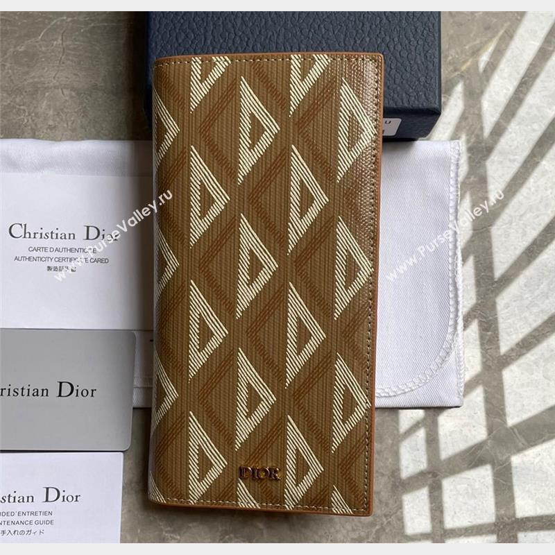 Dior Vertical Long Wallet in Brown CD Diamond Canvas (ziyin-23101308)
