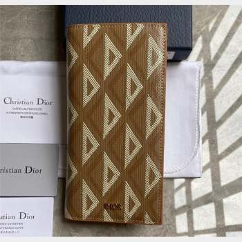 Dior Vertical Long Wallet in Brown CD Diamond Canvas (ziyin-23101308)
