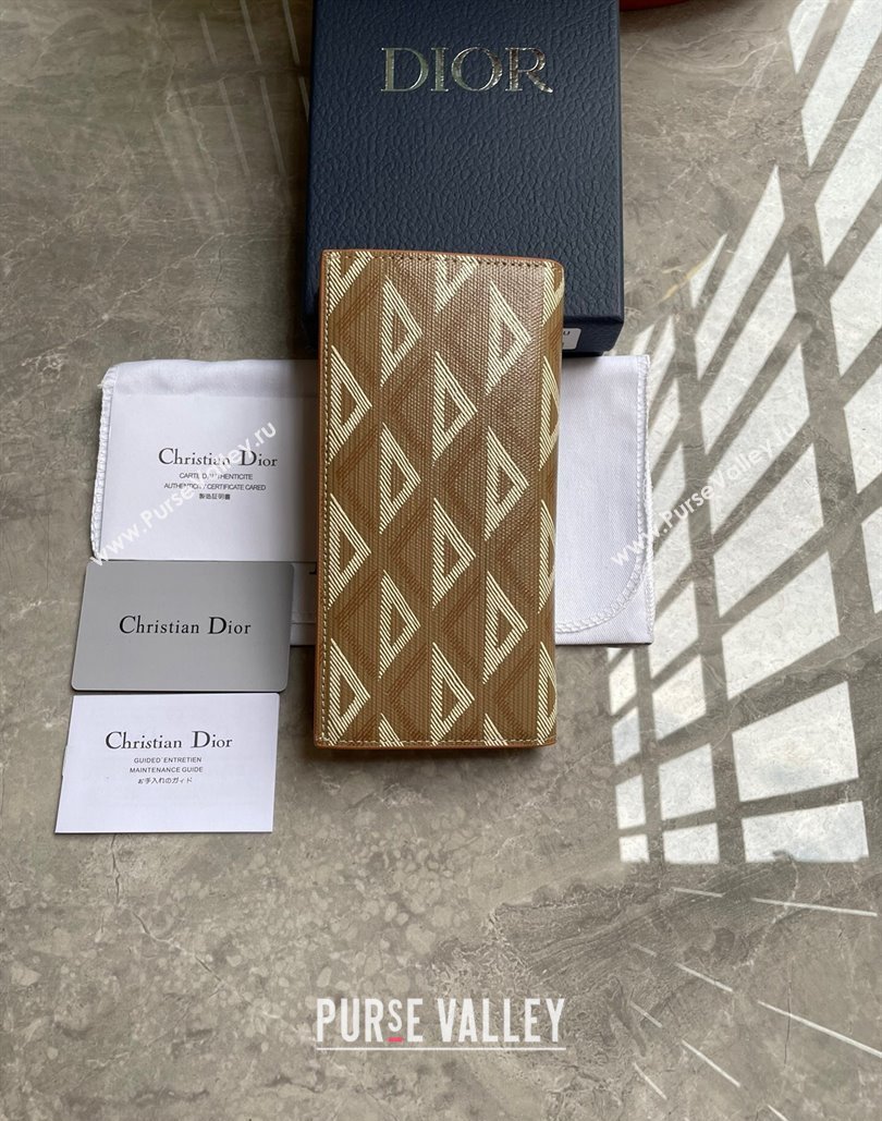 Dior Vertical Long Wallet in Brown CD Diamond Canvas (ziyin-23101308)