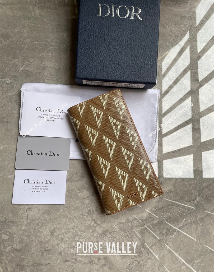 Dior Vertical Long Wallet in Brown CD Diamond Canvas (ziyin-23101308)