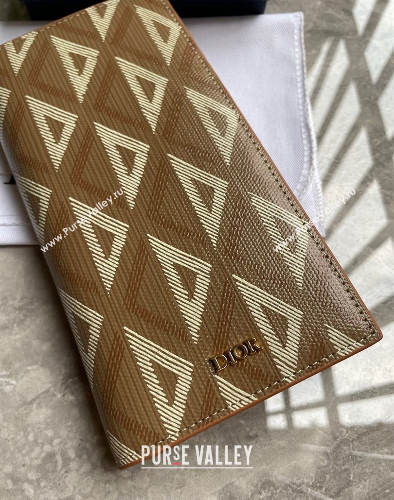 Dior Vertical Long Wallet in Brown CD Diamond Canvas (ziyin-23101308)