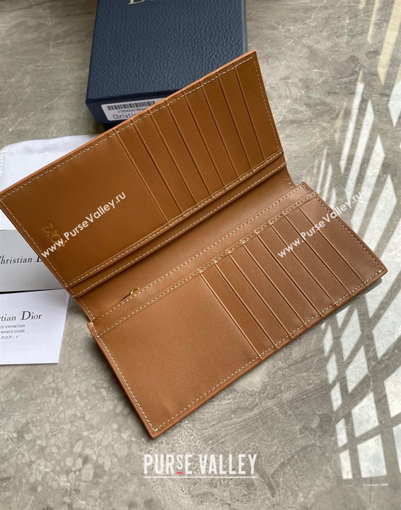 Dior Vertical Long Wallet in Brown CD Diamond Canvas (ziyin-23101308)