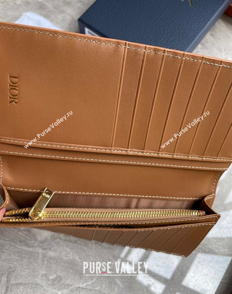 Dior Vertical Long Wallet in Brown CD Diamond Canvas (ziyin-23101308)
