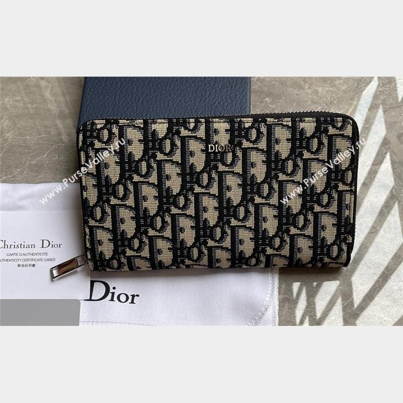 Dior Zipped Long Wallet in Beige and Black Dior Oblique Jacquard (ziyin-23101309)