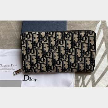 Dior Zipped Long Wallet in Beige and Black Dior Oblique Jacquard (ziyin-23101309)