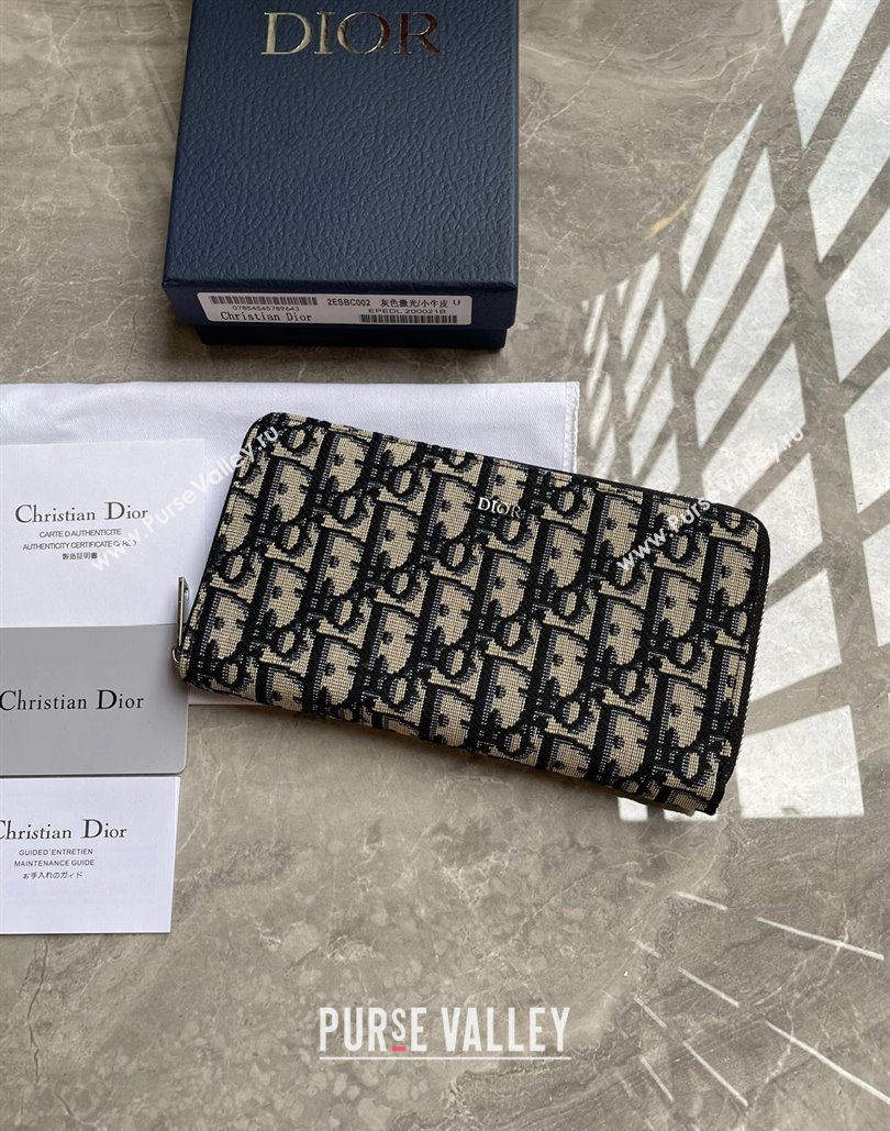 Dior Zipped Long Wallet in Beige and Black Dior Oblique Jacquard (ziyin-23101309)