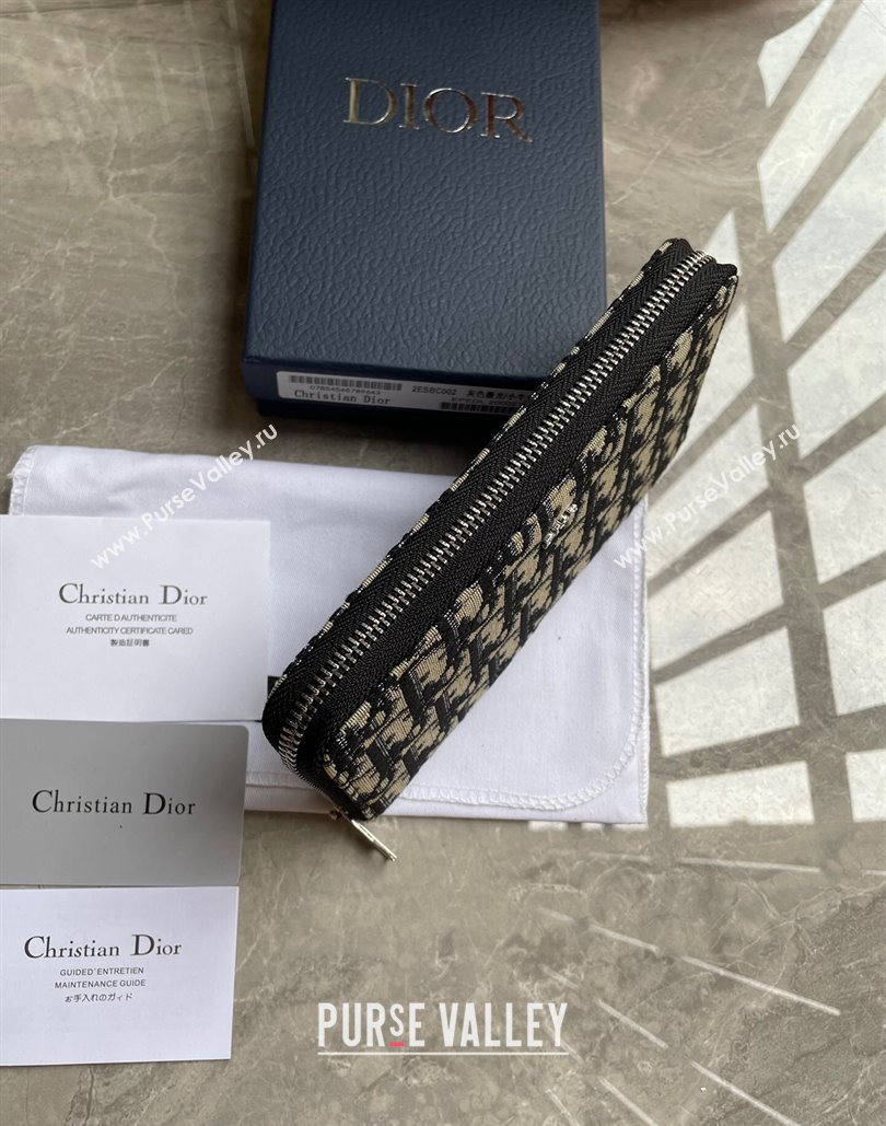 Dior Zipped Long Wallet in Beige and Black Dior Oblique Jacquard (ziyin-23101309)