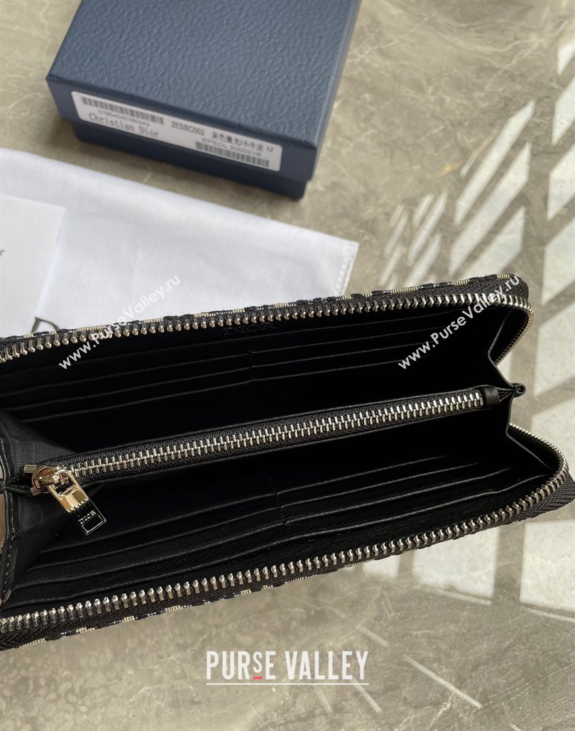Dior Zipped Long Wallet in Beige and Black Dior Oblique Jacquard (ziyin-23101309)