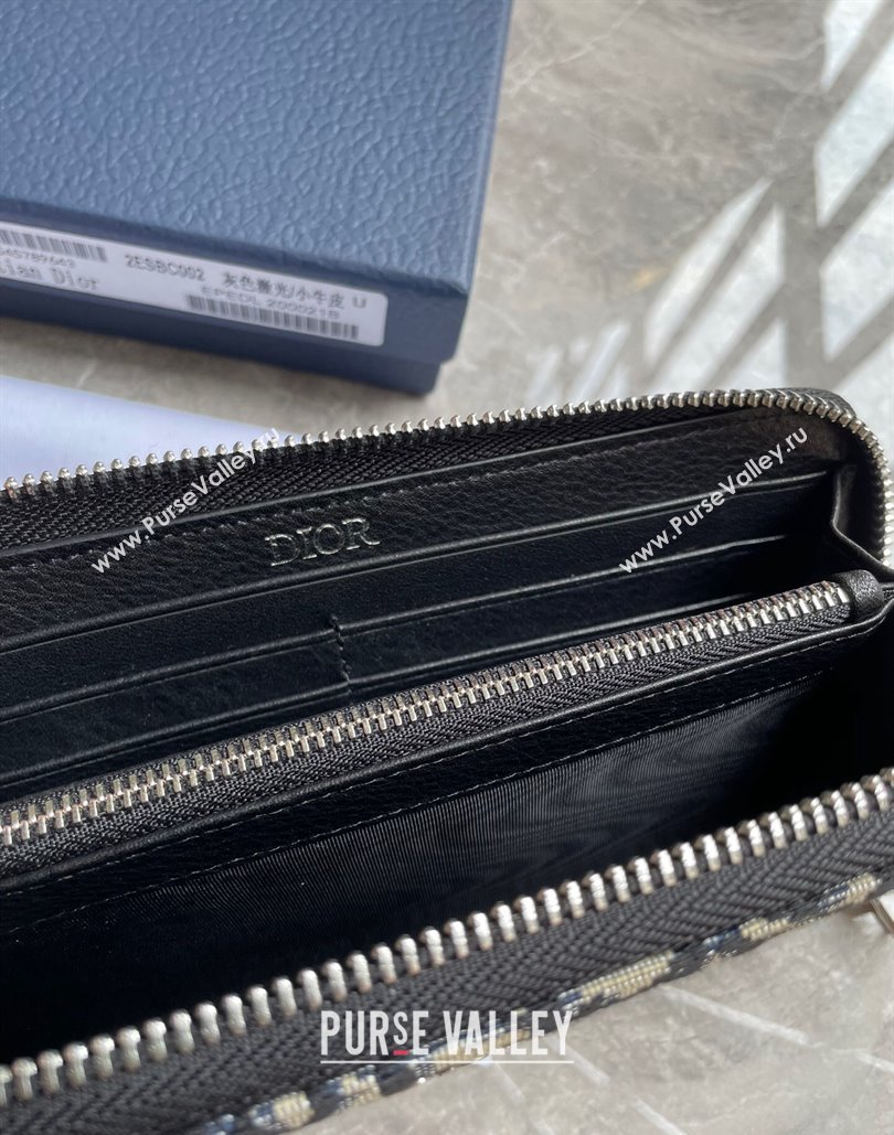 Dior Zipped Long Wallet in Beige and Black Dior Oblique Jacquard (ziyin-23101309)