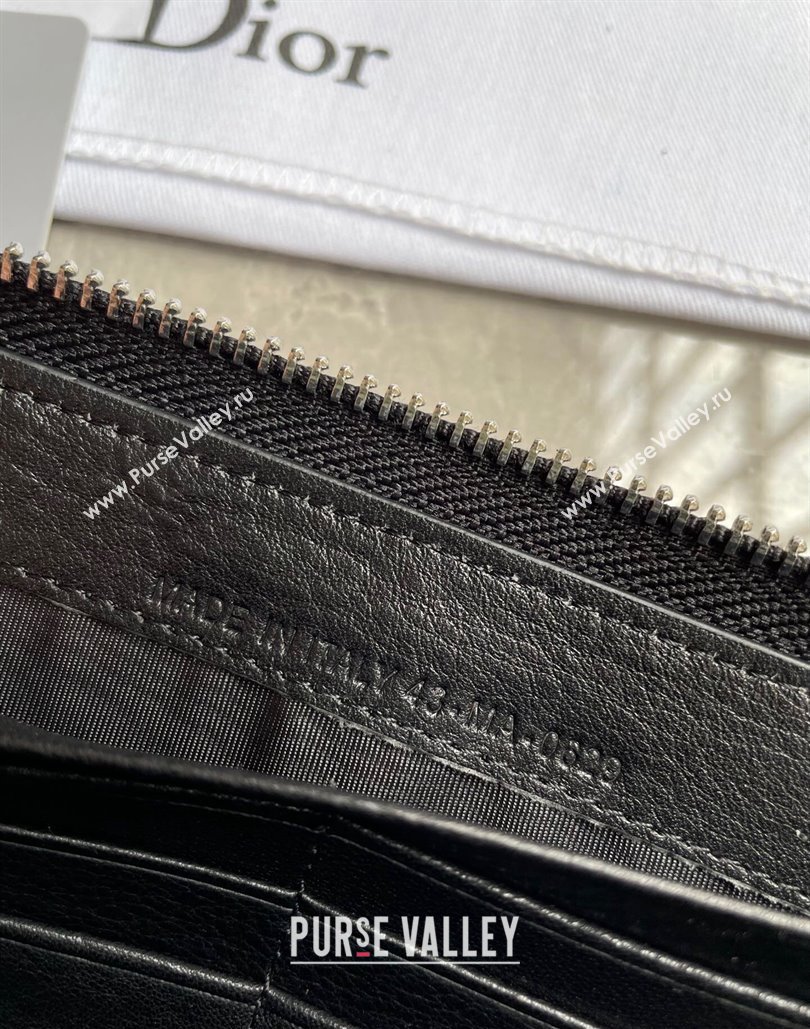 Dior Zipped Long Wallet in Beige and Black Dior Oblique Jacquard (ziyin-23101309)