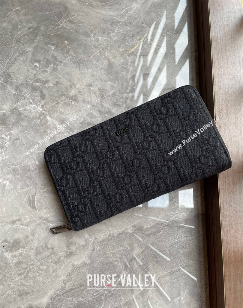 Dior Zipped Long Wallet in Black Dior Oblique Jacquard (ziyin-23101310)