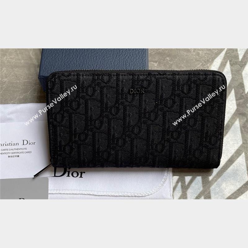 Dior Zipped Long Wallet in Black Dior Oblique Jacquard (ziyin-23101310)