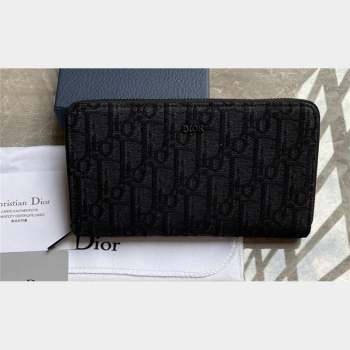 Dior Zipped Long Wallet in Black Dior Oblique Jacquard (ziyin-23101310)
