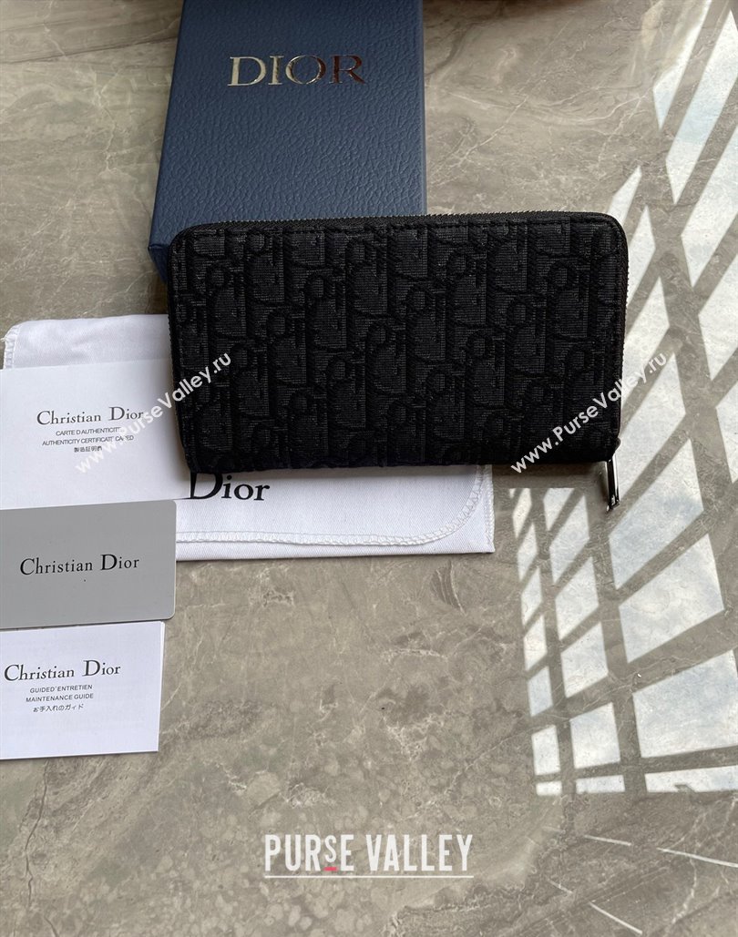 Dior Zipped Long Wallet in Black Dior Oblique Jacquard (ziyin-23101310)