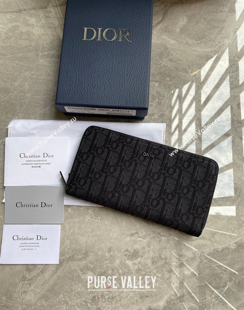 Dior Zipped Long Wallet in Black Dior Oblique Jacquard (ziyin-23101310)