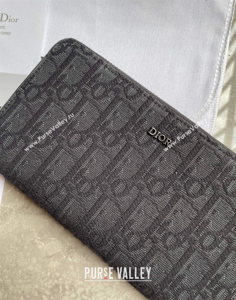 Dior Zipped Long Wallet in Black Dior Oblique Jacquard (ziyin-23101310)