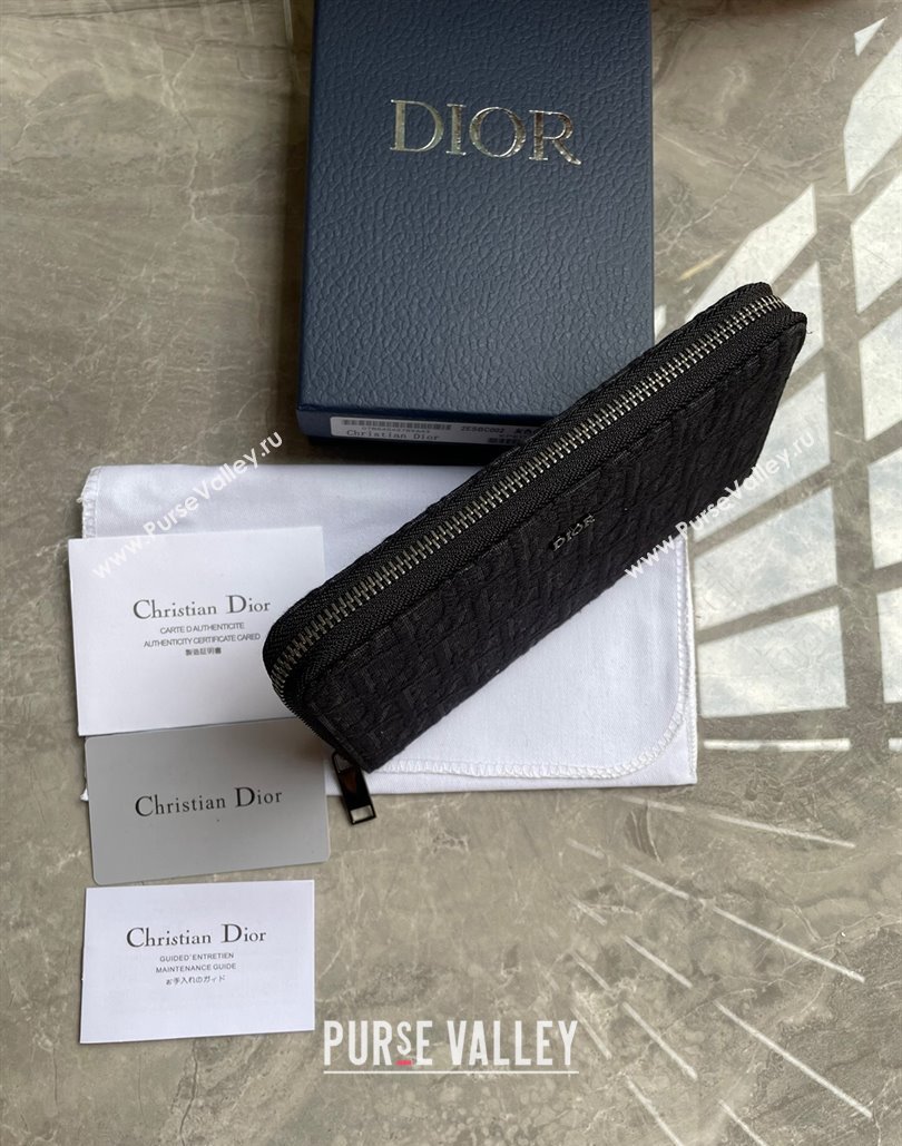 Dior Zipped Long Wallet in Black Dior Oblique Jacquard (ziyin-23101310)