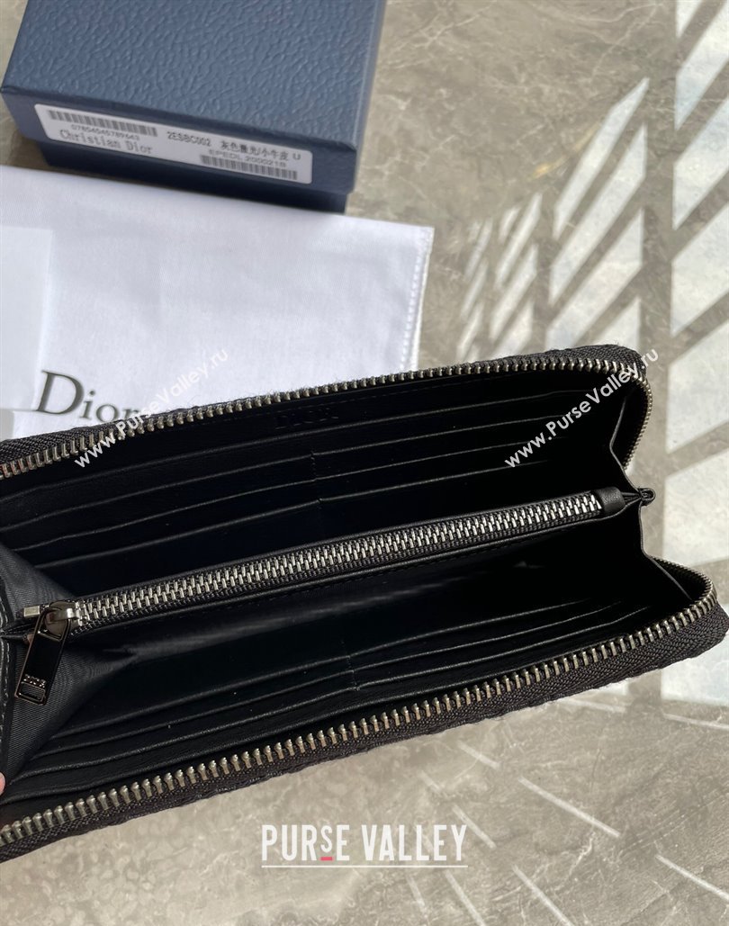 Dior Zipped Long Wallet in Black Dior Oblique Jacquard (ziyin-23101310)