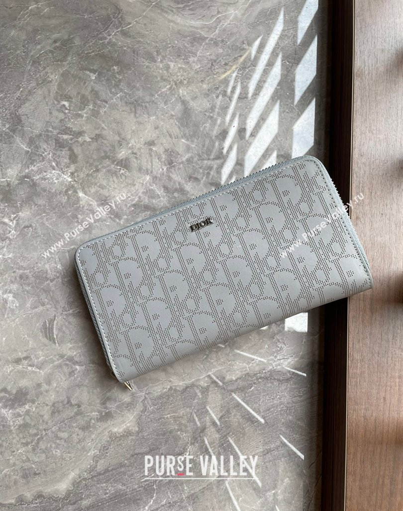 Dior Zipped Long Wallet in Gray Dior Oblique Galaxy Calfskin (ziyin-23101311)