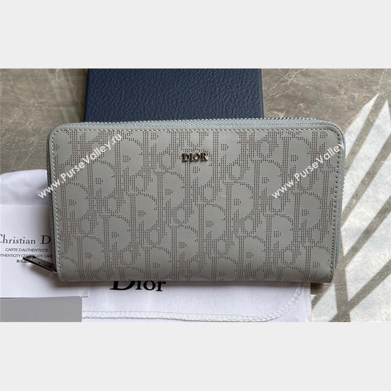 Dior Zipped Long Wallet in Gray Dior Oblique Galaxy Calfskin (ziyin-23101311)