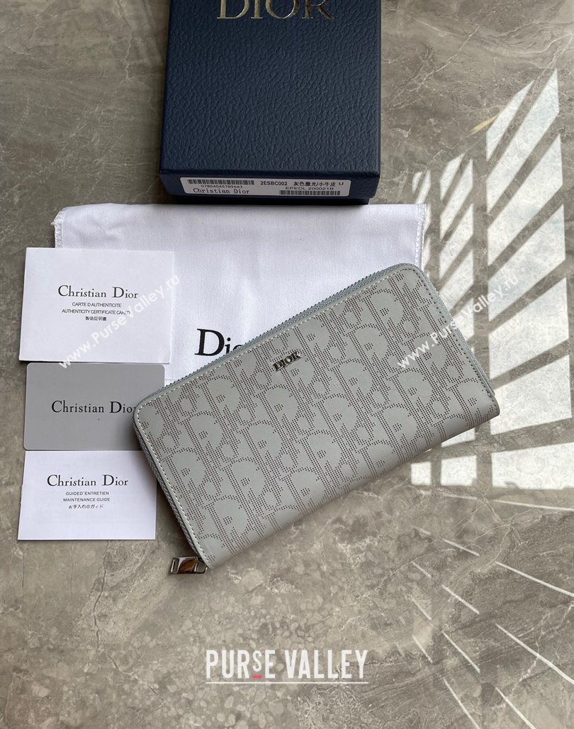 Dior Zipped Long Wallet in Gray Dior Oblique Galaxy Calfskin (ziyin-23101311)