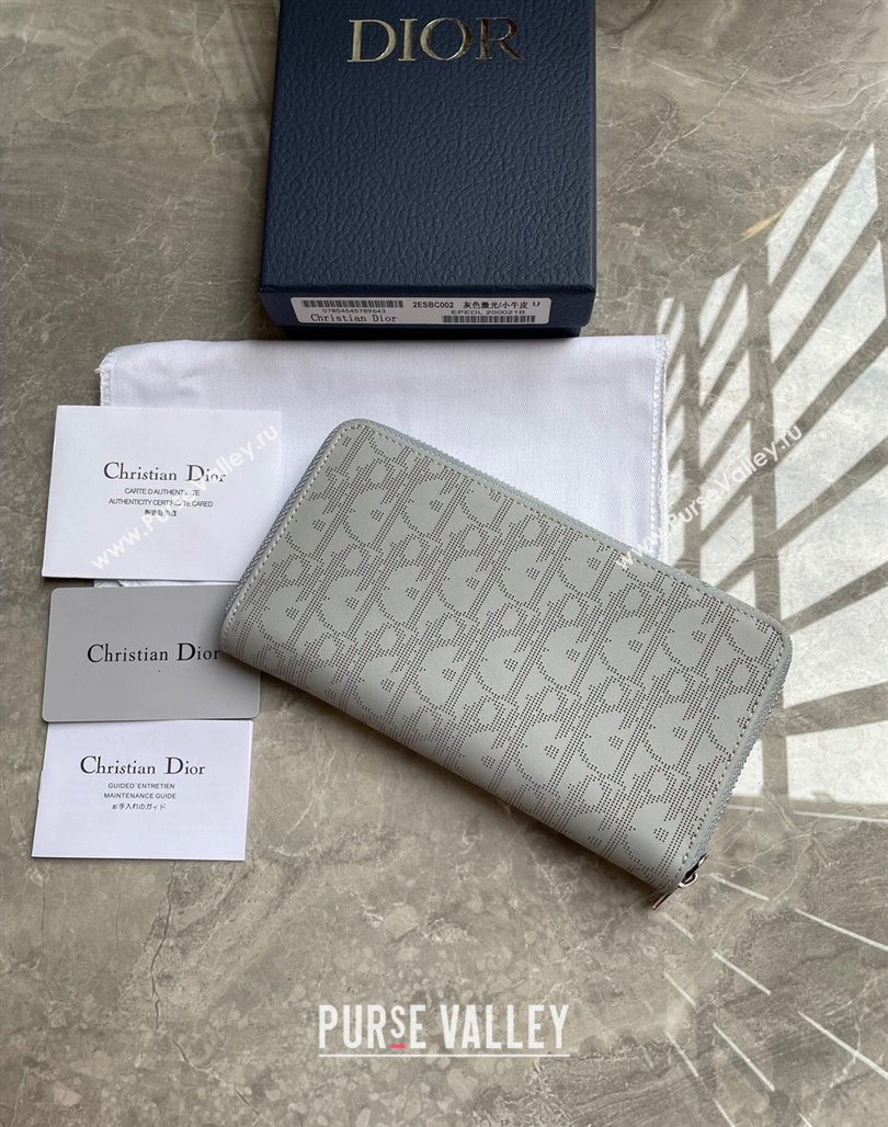 Dior Zipped Long Wallet in Gray Dior Oblique Galaxy Calfskin (ziyin-23101311)