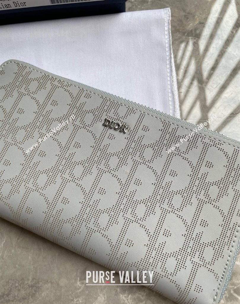 Dior Zipped Long Wallet in Gray Dior Oblique Galaxy Calfskin (ziyin-23101311)